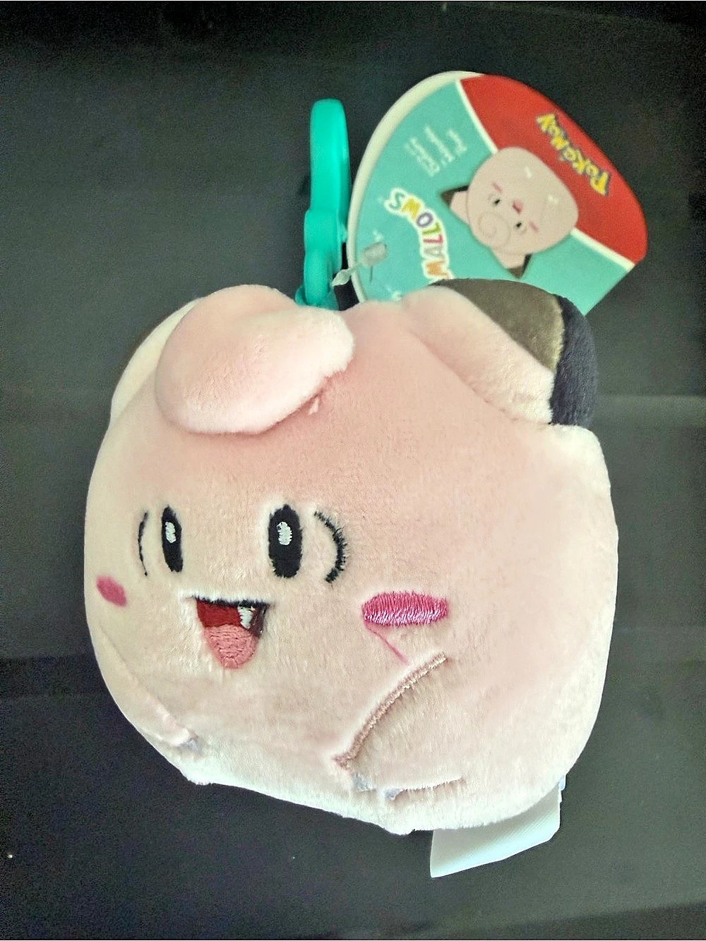 Squishmallows Clefairy Pokemon Plush Clip Pink & Green
